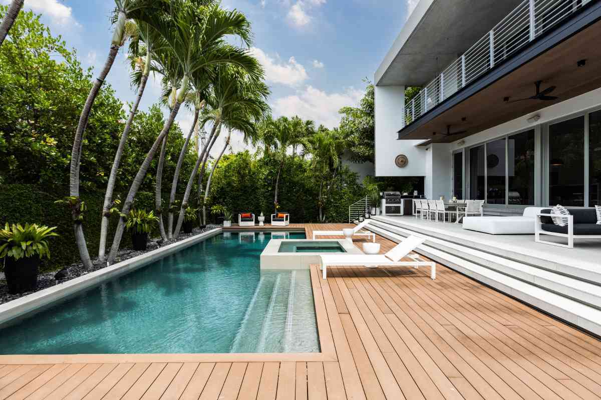 A beautiful custom pool with palm trees