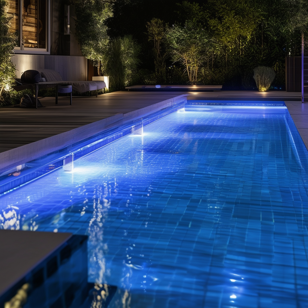 A modern pool equipped with smart technology, show