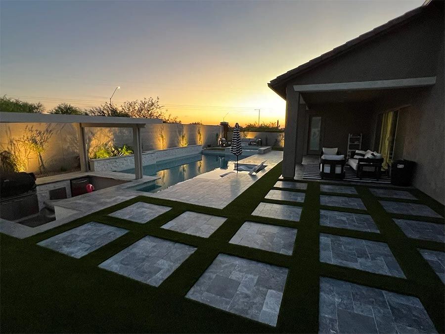 Luxury pool and landscape during evening